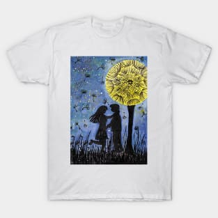 boy and girl under a dandelion tree T-Shirt